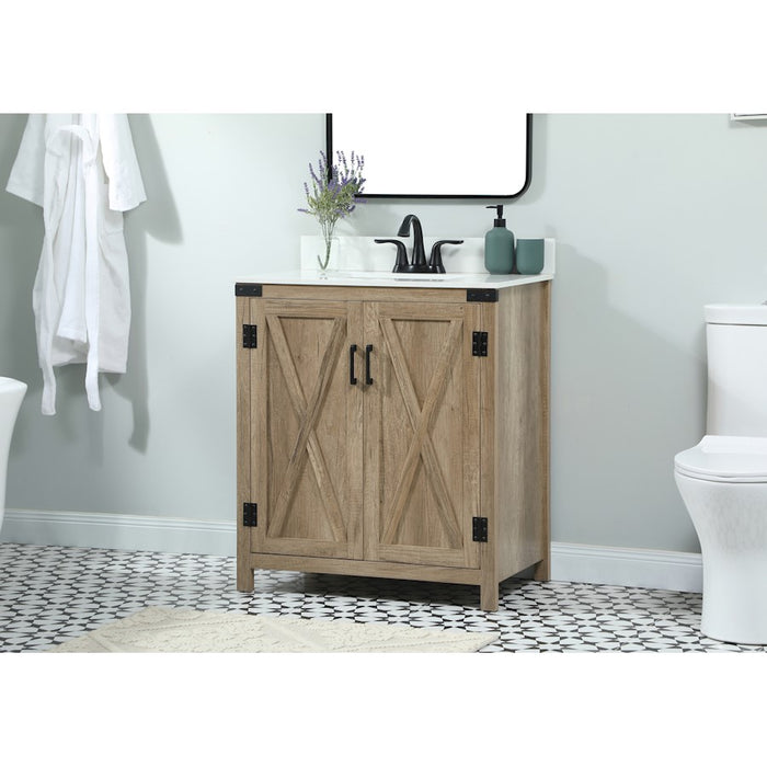 Elegant Grant 30" Single Bathroom Vanity, Natural Oak/Backsplash