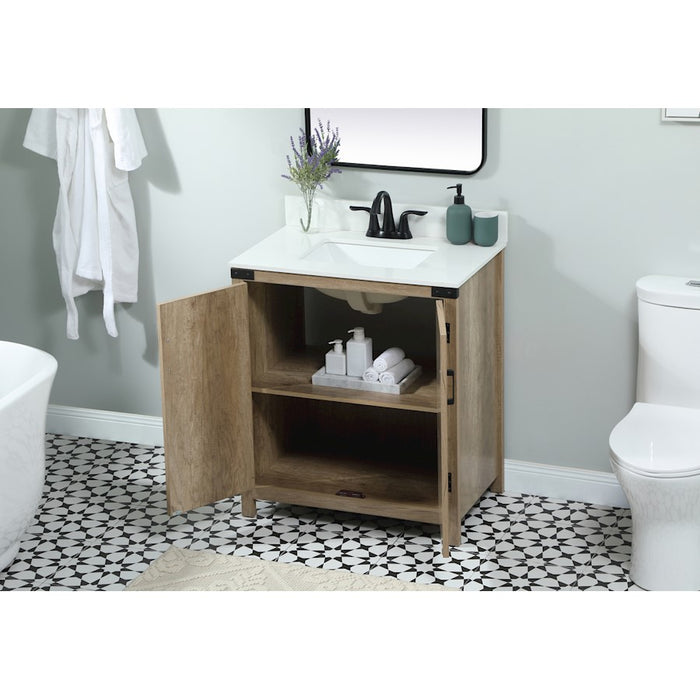 Elegant Grant 30" Single Bathroom Vanity, Natural Oak/Backsplash