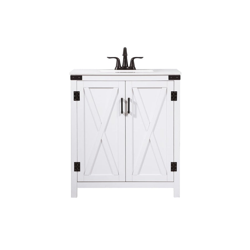 Elegant Kitchen/Bath Grant 30" Single Bathroom Vanity, White - VF90230WH