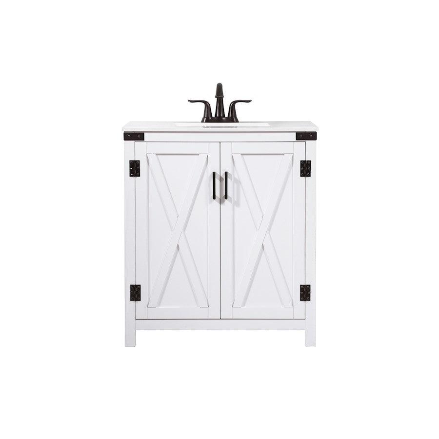 Elegant Kitchen/Bath Grant 30" Single Bathroom Vanity, White - VF90230WH