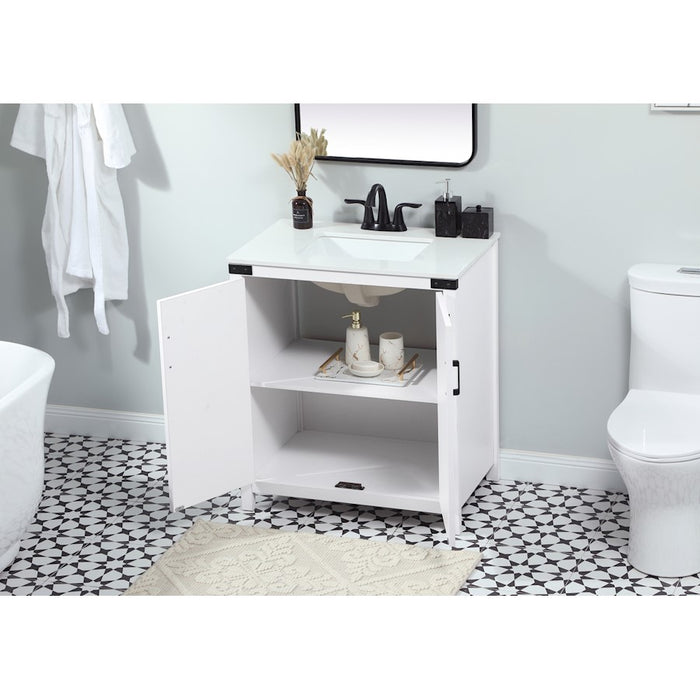 Elegant Kitchen/Bath Grant 30" Single Bathroom Vanity, White