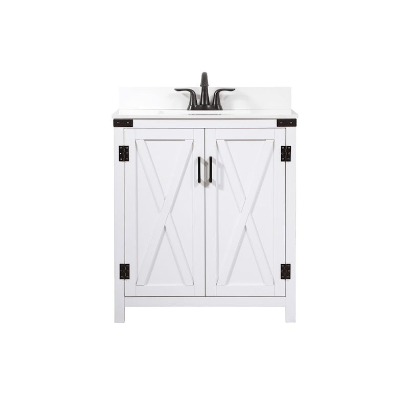 Elegant Grant 30" Single Bathroom Vanity, White/Backsplash - VF90230WH-BS