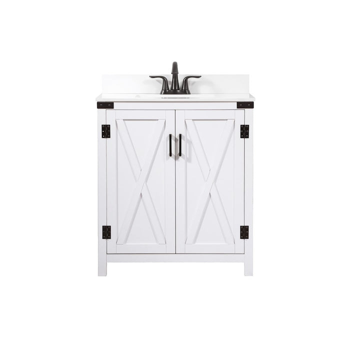 Elegant Grant 30" Single Bathroom Vanity, White/Backsplash - VF90230WH-BS