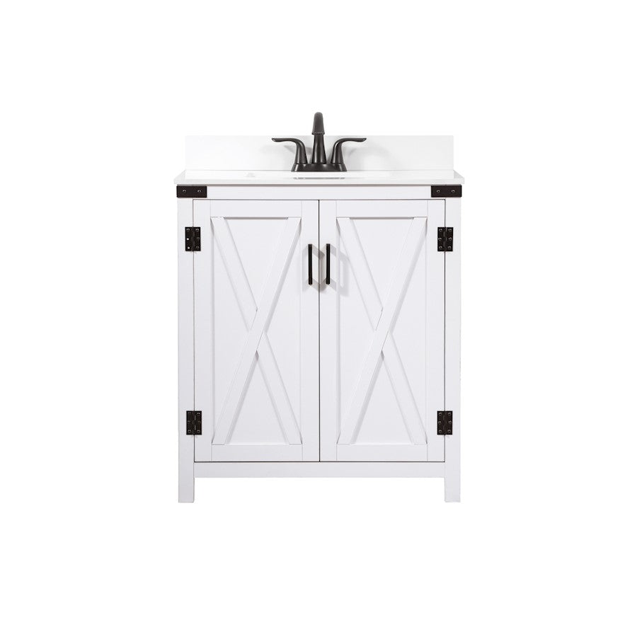 Elegant Grant 30" Single Bathroom Vanity, White/Backsplash - VF90230WH-BS