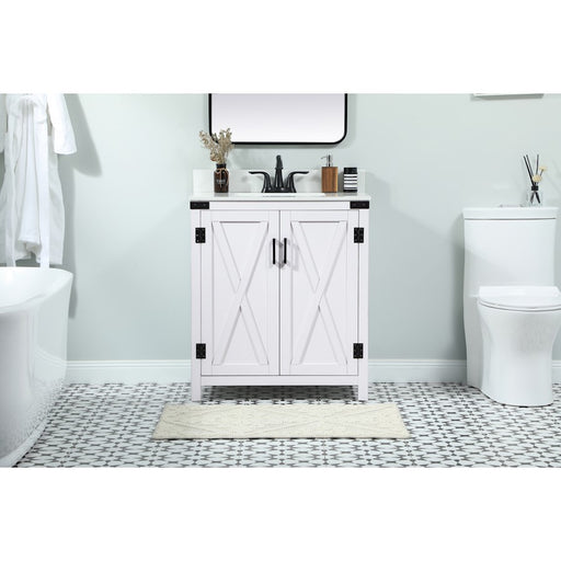 Elegant Grant 30" Single Bathroom Vanity, White/Backsplash