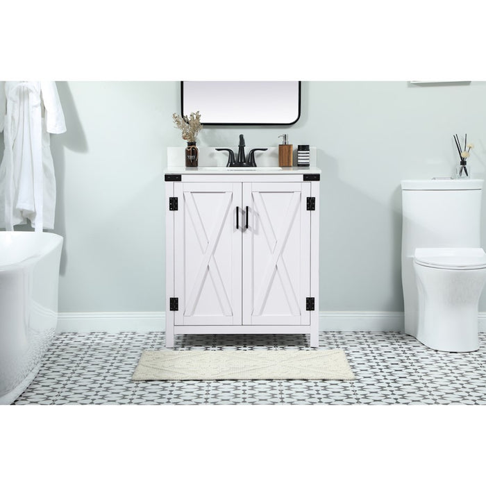 Elegant Grant 30" Single Bathroom Vanity, White/Backsplash