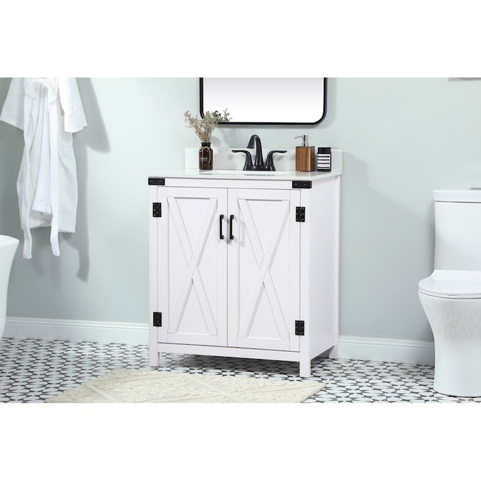 Elegant Grant 30" Single Bathroom Vanity, White/Backsplash