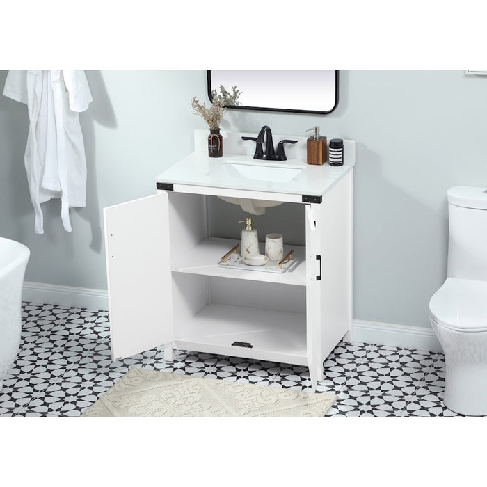 Elegant Grant 30" Single Bathroom Vanity, White/Backsplash