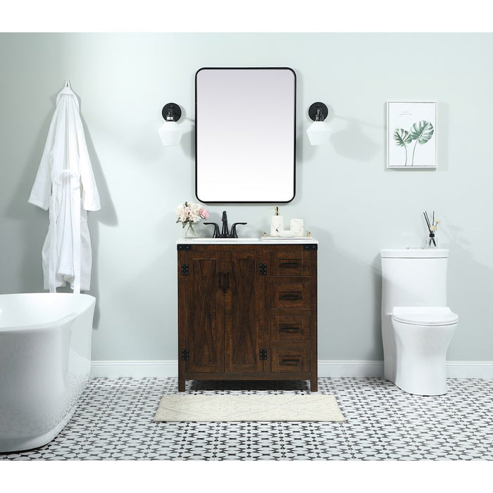 Elegant Grant 30" Single Bathroom Vanity, White/Backsplash