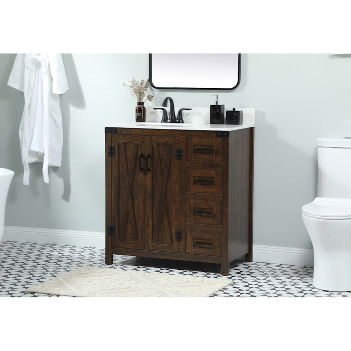 Elegant Grant 32" Single Bathroom Vanity, Expresso/Backsplash