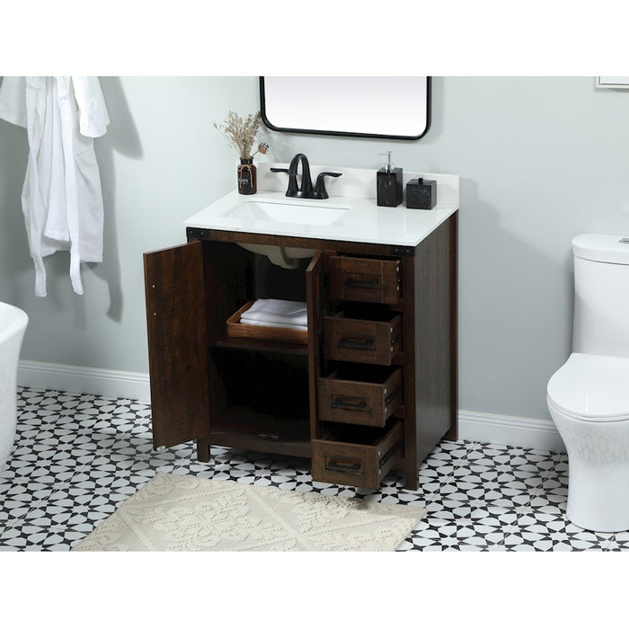 Elegant Grant 32" Single Bathroom Vanity, Expresso/Backsplash