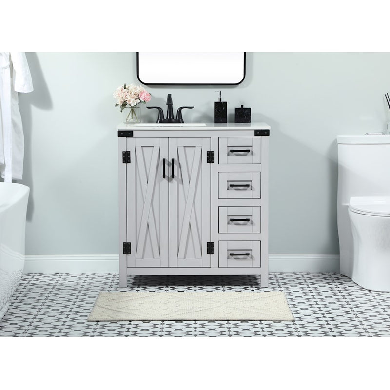 Elegant Kitchen/Bath Grant 32" Single Bathroom Vanity, Grey