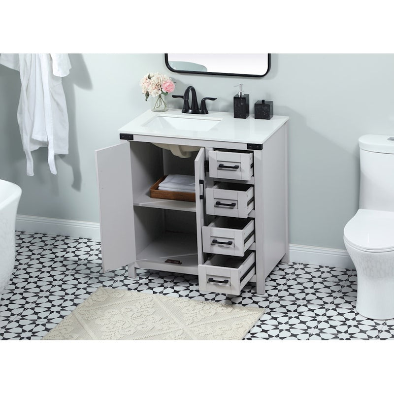 Elegant Kitchen/Bath Grant 32" Single Bathroom Vanity, Grey