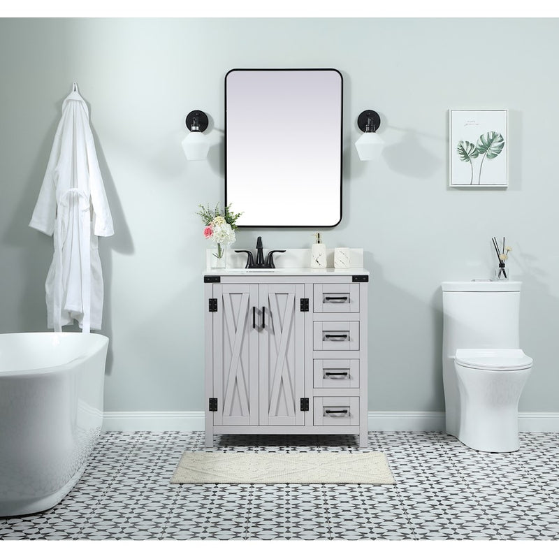 Elegant Kitchen/Bath Grant 32" Single Bathroom Vanity, Grey