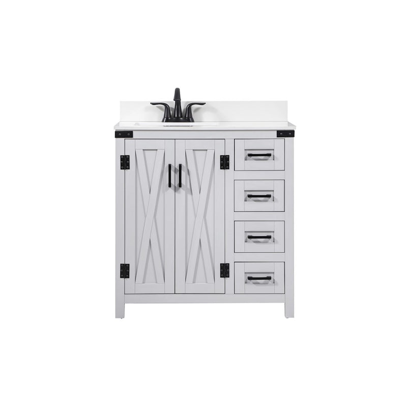 Elegant Grant 32" Single Bathroom Vanity, Grey/Backsplash - VF90232GR-BS