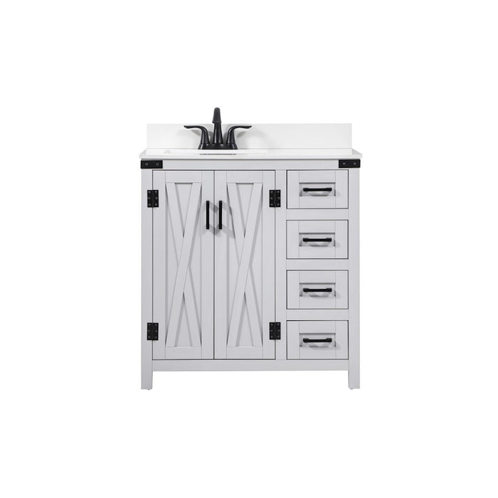 Elegant Grant 32" Single Bathroom Vanity, Grey/Backsplash - VF90232GR-BS