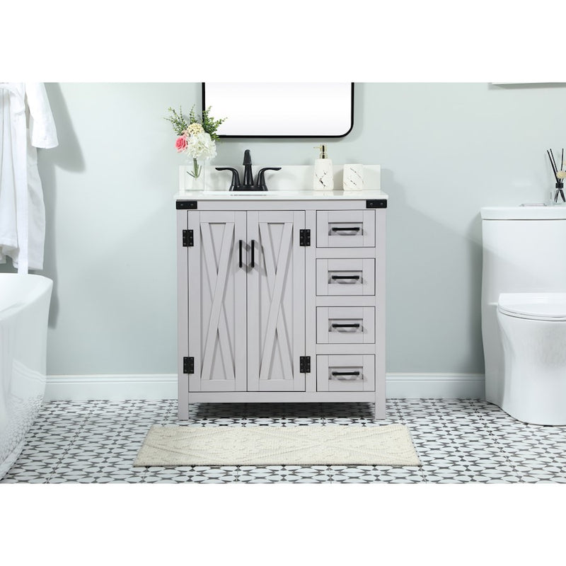 Elegant Grant 32" Single Bathroom Vanity, Grey/Backsplash