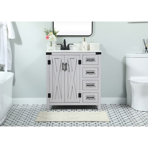 Elegant Grant 32" Single Bathroom Vanity, Grey/Backsplash
