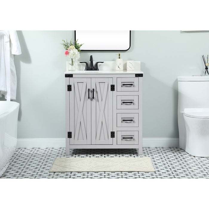 Elegant Grant 32" Single Bathroom Vanity, Grey/Backsplash
