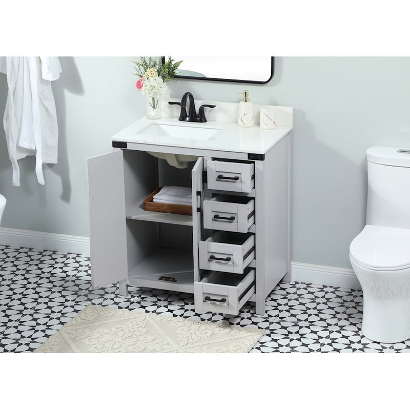 Elegant Grant 32" Single Bathroom Vanity, Grey/Backsplash