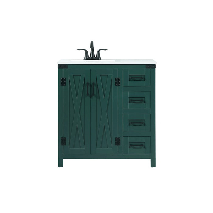 Elegant Kitchen/Bath Grant 32" Single Bathroom Vanity, Green - VF90232MGN