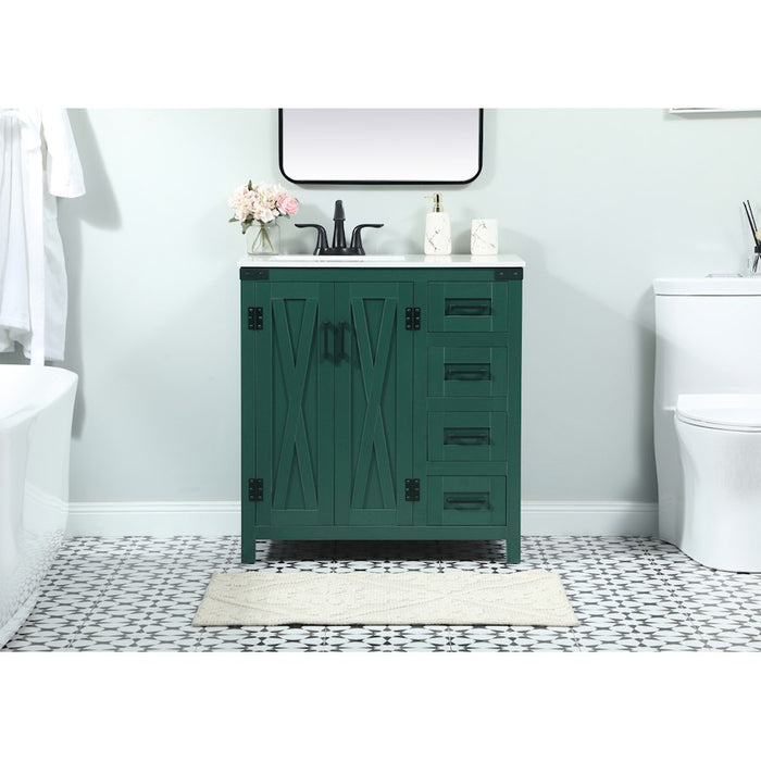Elegant Kitchen/Bath Grant 32" Single Bathroom Vanity, Green