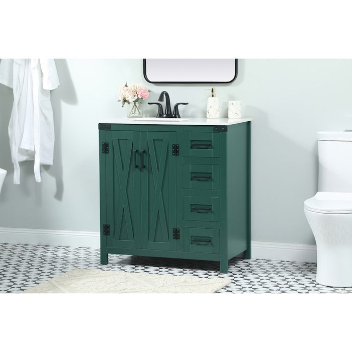 Elegant Kitchen/Bath Grant 32" Single Bathroom Vanity, Green