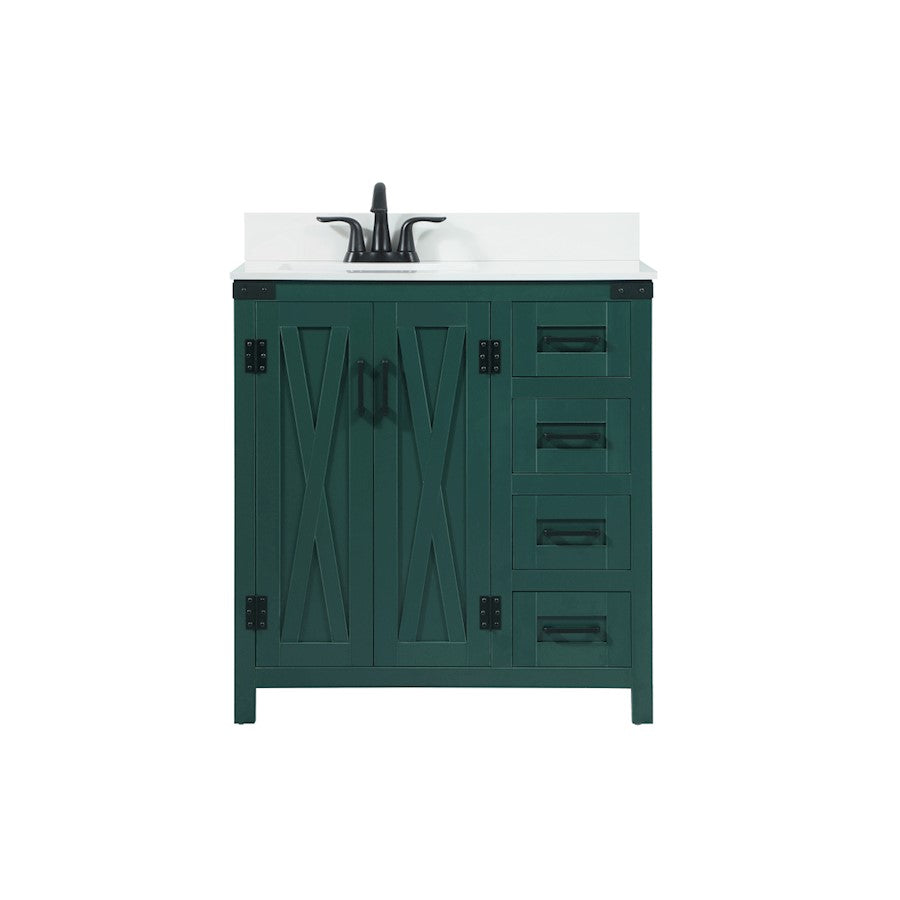 Elegant Grant 32" Single Bathroom Vanity, Green/Backsplash - VF90232MGN-BS