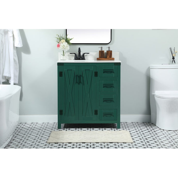 Elegant Grant 32" Single Bathroom Vanity, Green/Backsplash