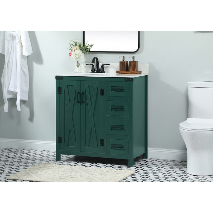 Elegant Grant 32" Single Bathroom Vanity, Green/Backsplash