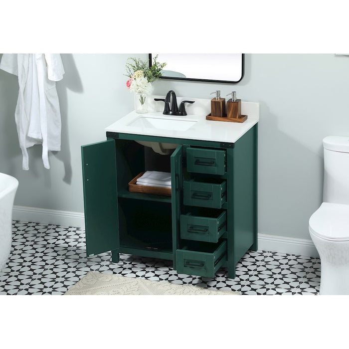 Elegant Grant 32" Single Bathroom Vanity, Green/Backsplash