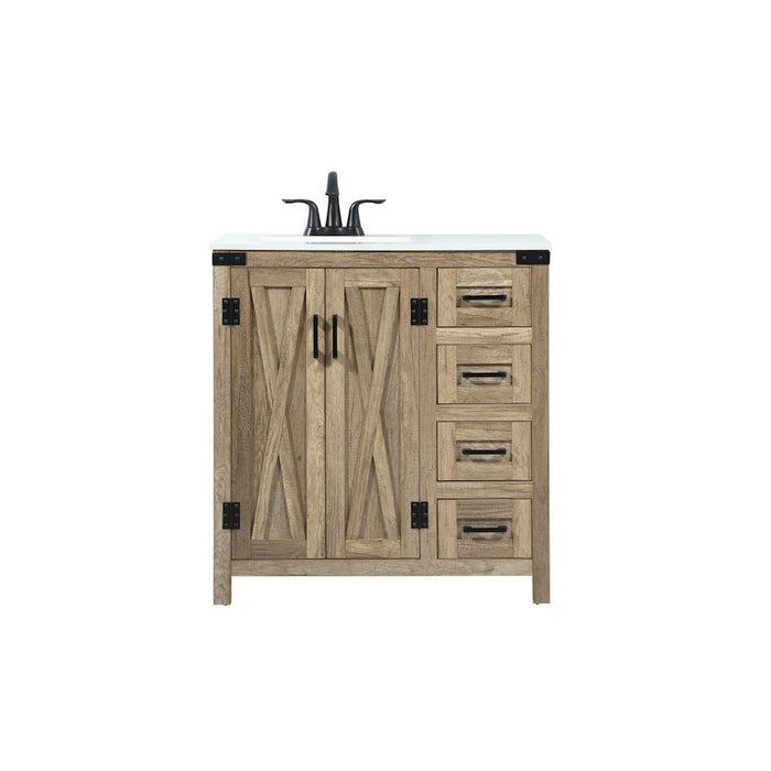 Elegant Kitchen/Bath Grant 32" Single Bathroom Vanity, Natural Oak - VF90232NT