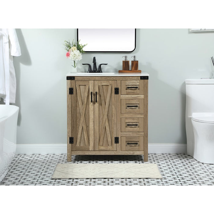 Elegant Kitchen/Bath Grant 32" Single Bathroom Vanity, Natural Oak
