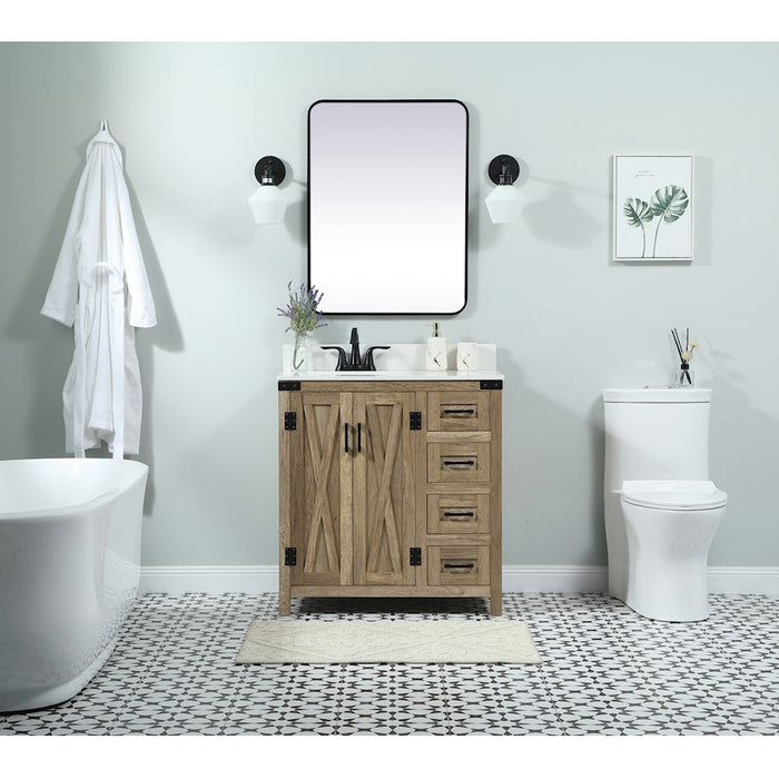 Elegant Kitchen/Bath Grant 32" Single Bathroom Vanity, Natural Oak