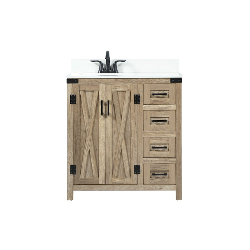 Elegant Grant 32" Single Bathroom Vanity, Natural Oak/Backsplash - VF90232NT-BS
