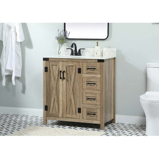 Elegant Grant 32" Single Bathroom Vanity, Natural Oak/Backsplash