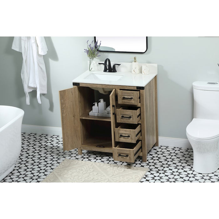 Elegant Grant 32" Single Bathroom Vanity, Natural Oak/Backsplash