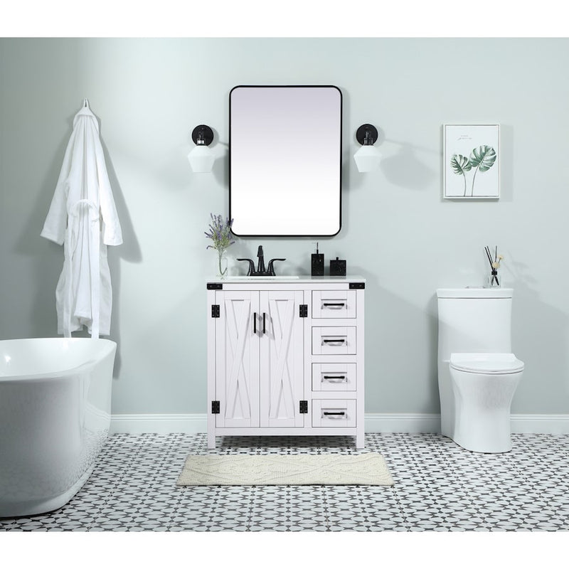 Elegant Grant 32" Single Bathroom Vanity, Natural Oak/Backsplash