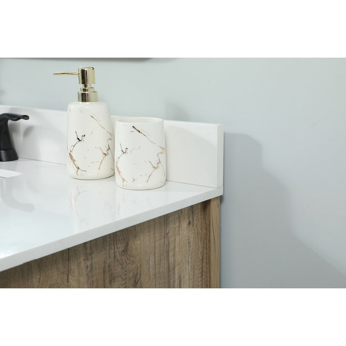 Elegant Grant 32" Single Bathroom Vanity, Natural Oak/Backsplash