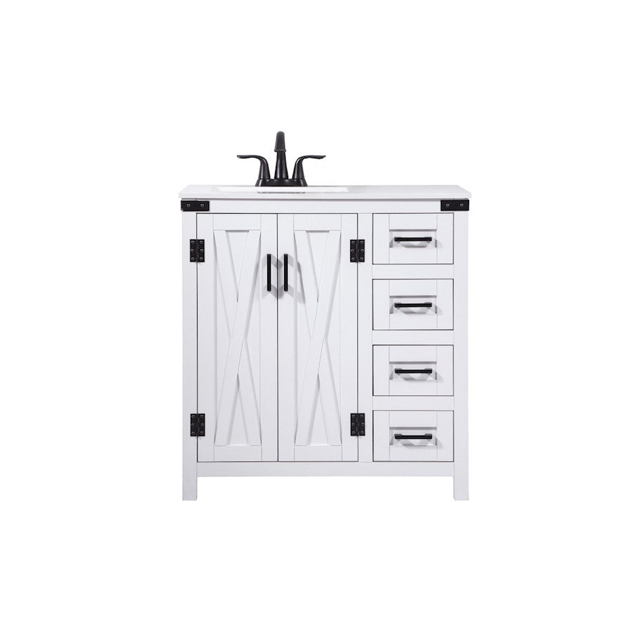Elegant Kitchen/Bath Grant 32" Single Bathroom Vanity, White - VF90232WH