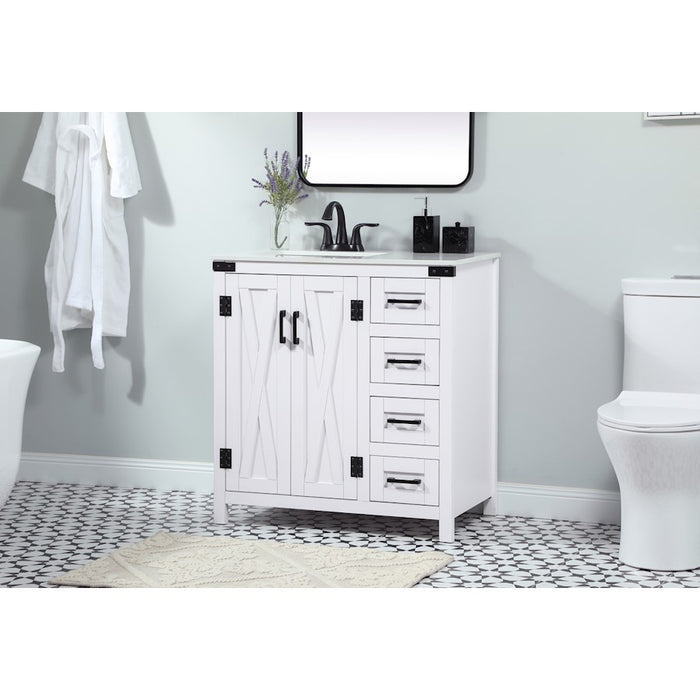 Elegant Kitchen/Bath Grant 32" Single Bathroom Vanity, White