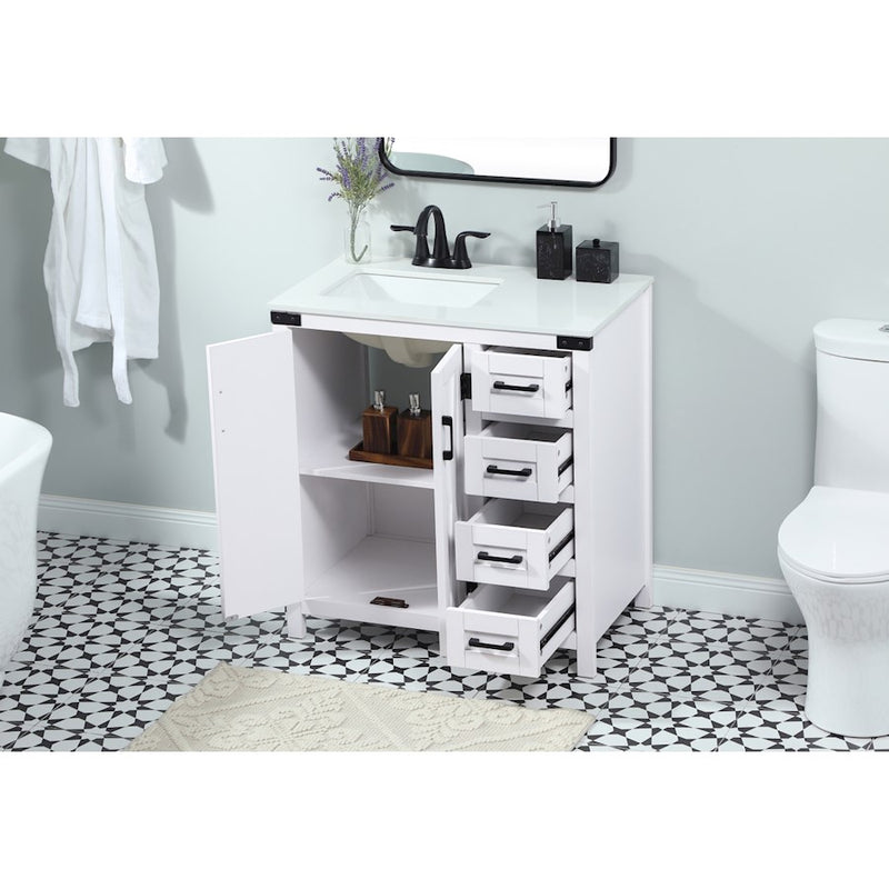 Elegant Kitchen/Bath Grant 32" Single Bathroom Vanity, White