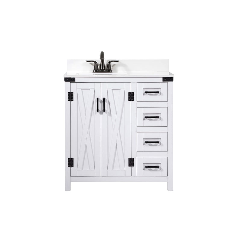 Elegant Grant 32" Single Bathroom Vanity, White/Backsplash - VF90232WH-BS