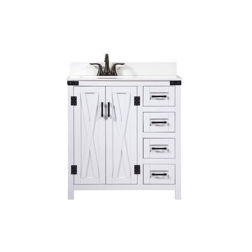 Elegant Grant 32" Single Bathroom Vanity, White/Backsplash - VF90232WH-BS