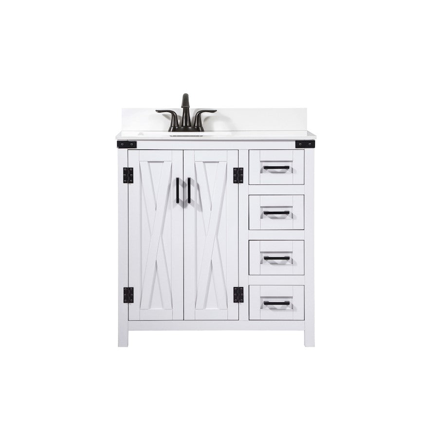 Elegant Grant 32" Single Bathroom Vanity, White/Backsplash - VF90232WH-BS