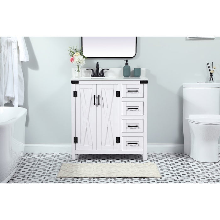 Elegant Grant 32" Single Bathroom Vanity, White/Backsplash