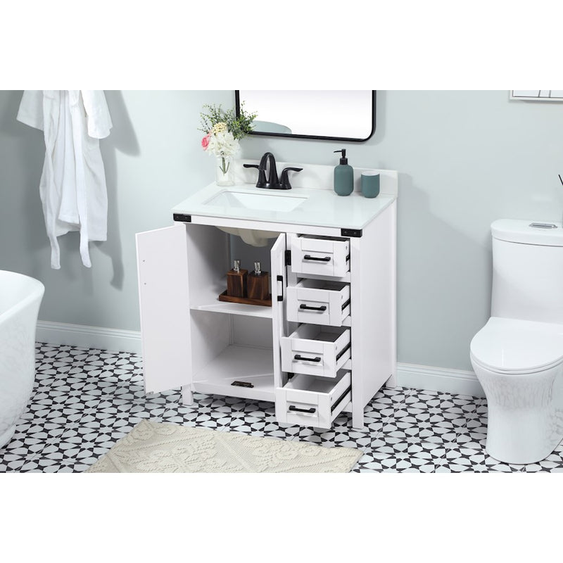 Elegant Grant 32" Single Bathroom Vanity, White/Backsplash