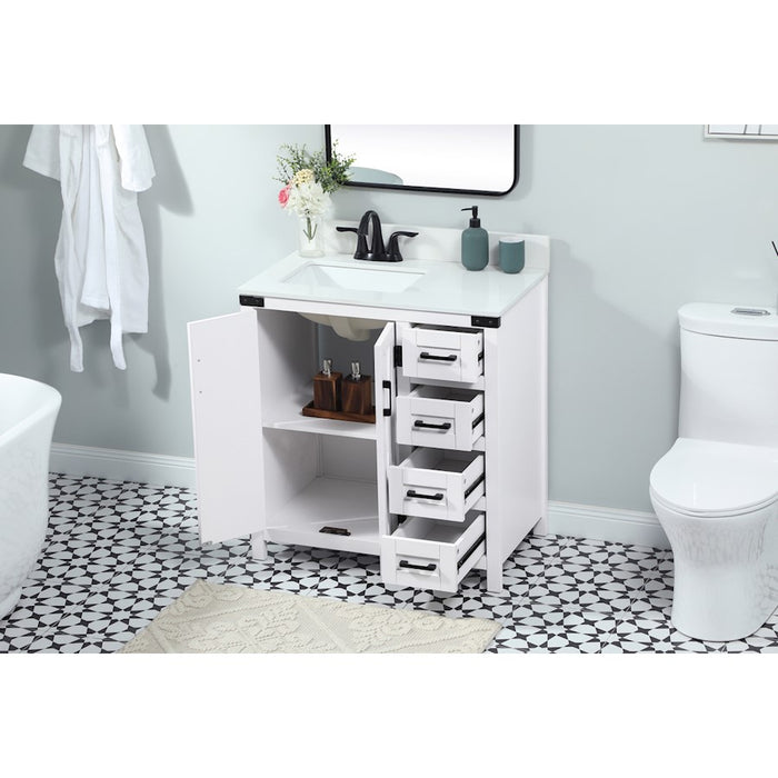 Elegant Grant 32" Single Bathroom Vanity, White/Backsplash