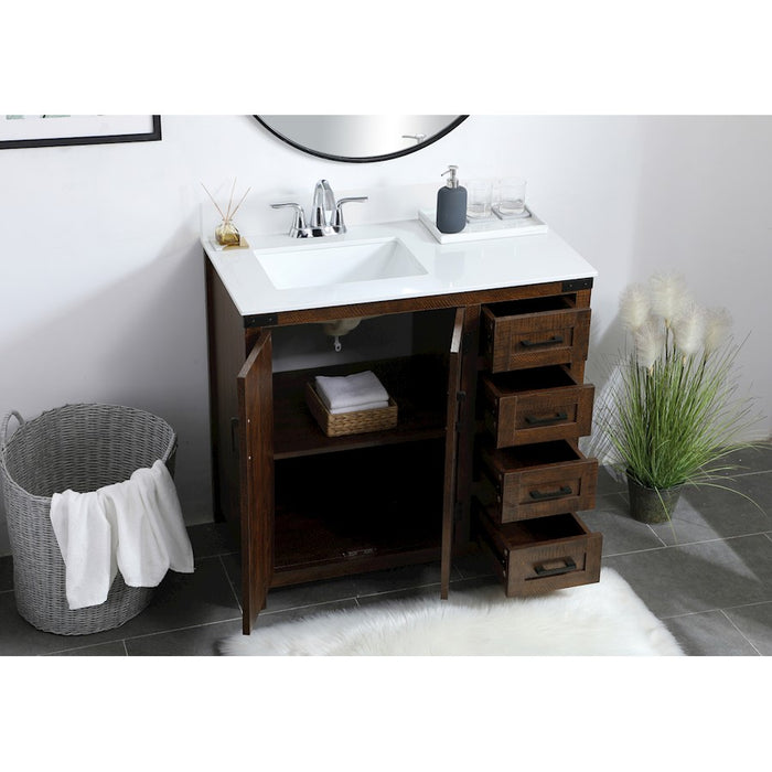 Elegant Grant 36" Single Bathroom Vanity, Espresso/Backsplash