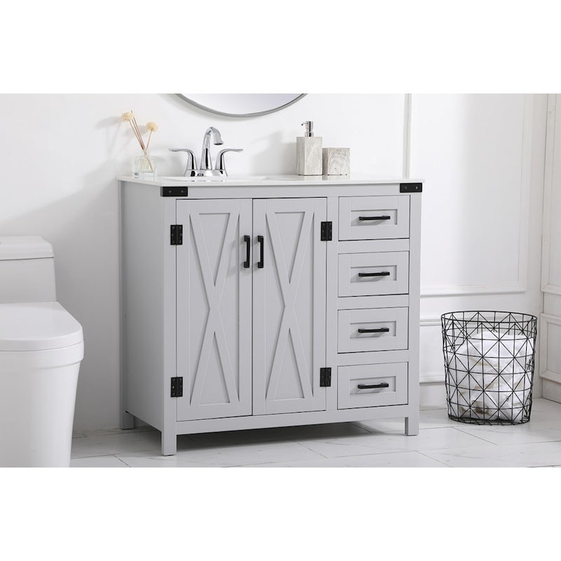 Elegant Kitchen/Bath Grant 36" Bathroom Vanity, Grey